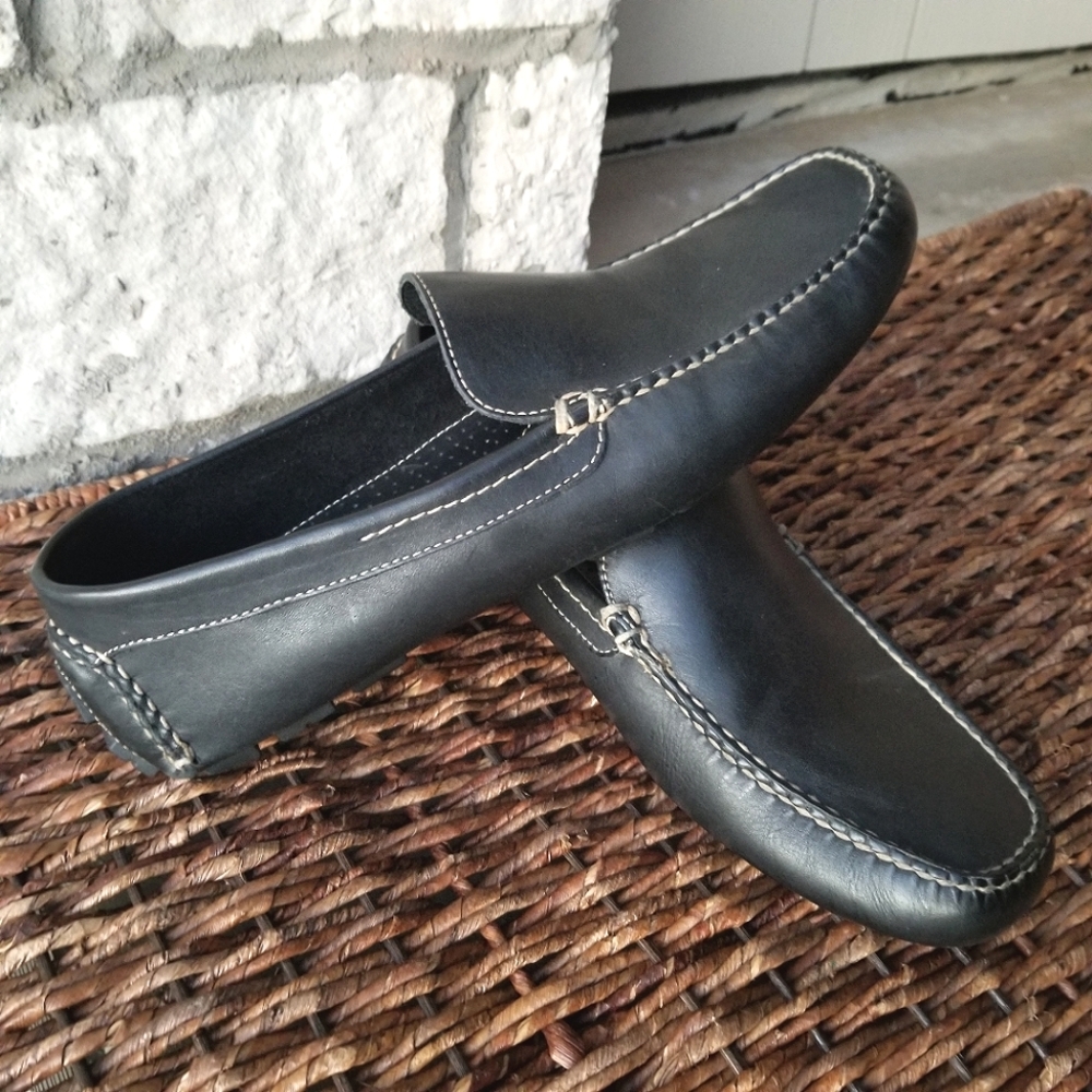 BASS Bel Aire Black Leather Driving Loafers (Mens 11.5)